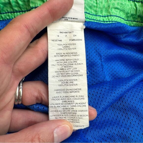 Nike Men's Pull-On Swim Trunks Board Shorts Bright Blue Green S SM Small Logo - Picture 8 of 11